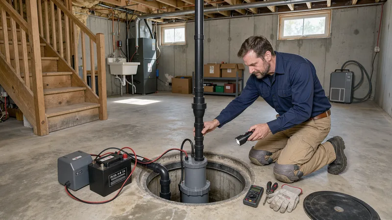 Battery backup sump pump installation in a newer home in Green, OH
